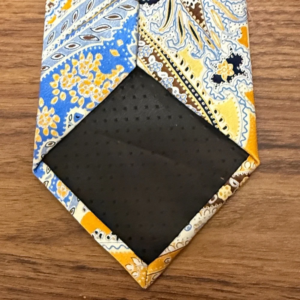 Bresciani Handmade Silk Tie in Gold & Multicolor Wild Baroque & Paisley Pattern.